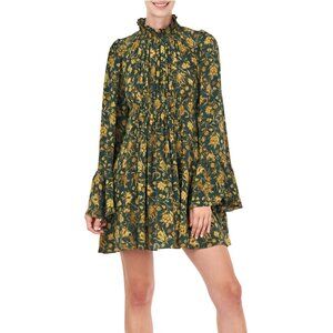 AMUR Sorah Dress Silk Floral Emerald Size Small Mini Dress